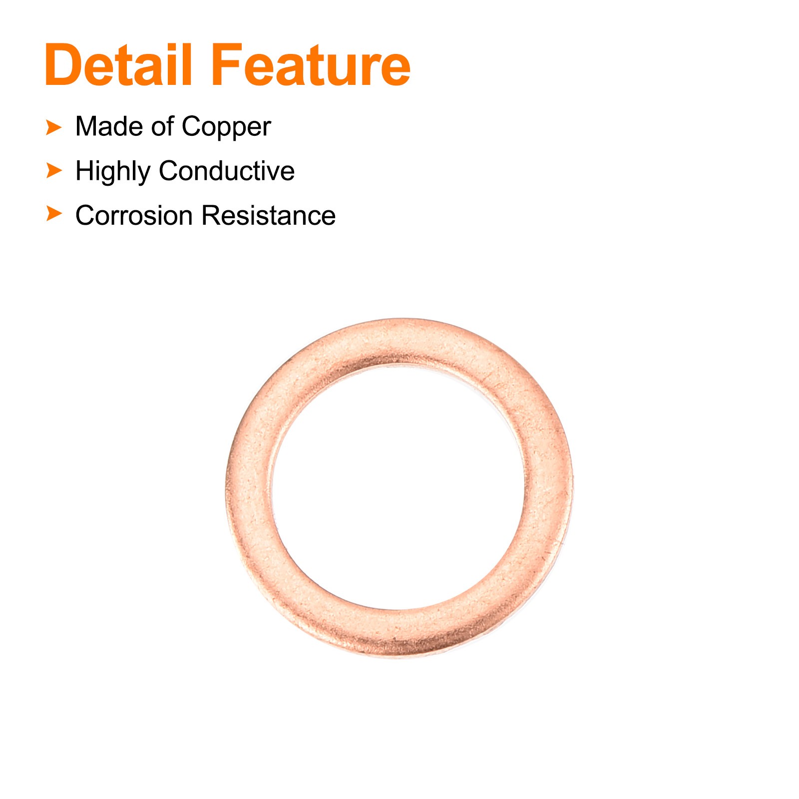 52 Pcs Flat Copper Washers 10x14x1mm Copper Flat Sealing Ring Washers