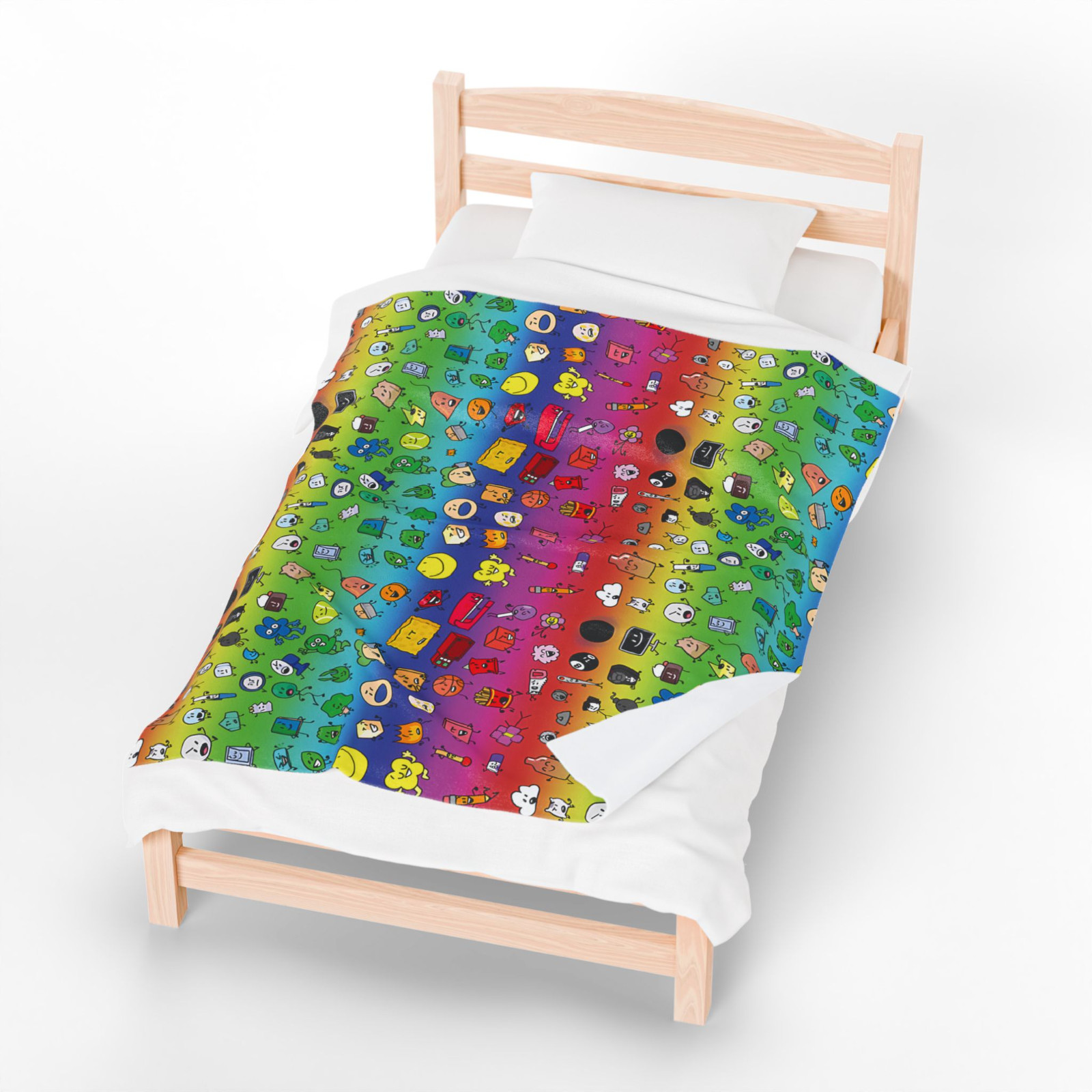 BFDI Plush Blanket | Battle for Dream Island Bedding | Rainbow Anime Throw