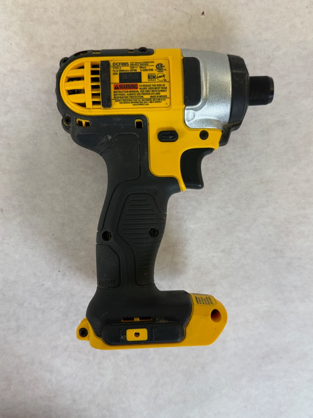 DEWALT DCF885 20V 1/4 in. Impact Driver – Black/Yellow (Tool Only)