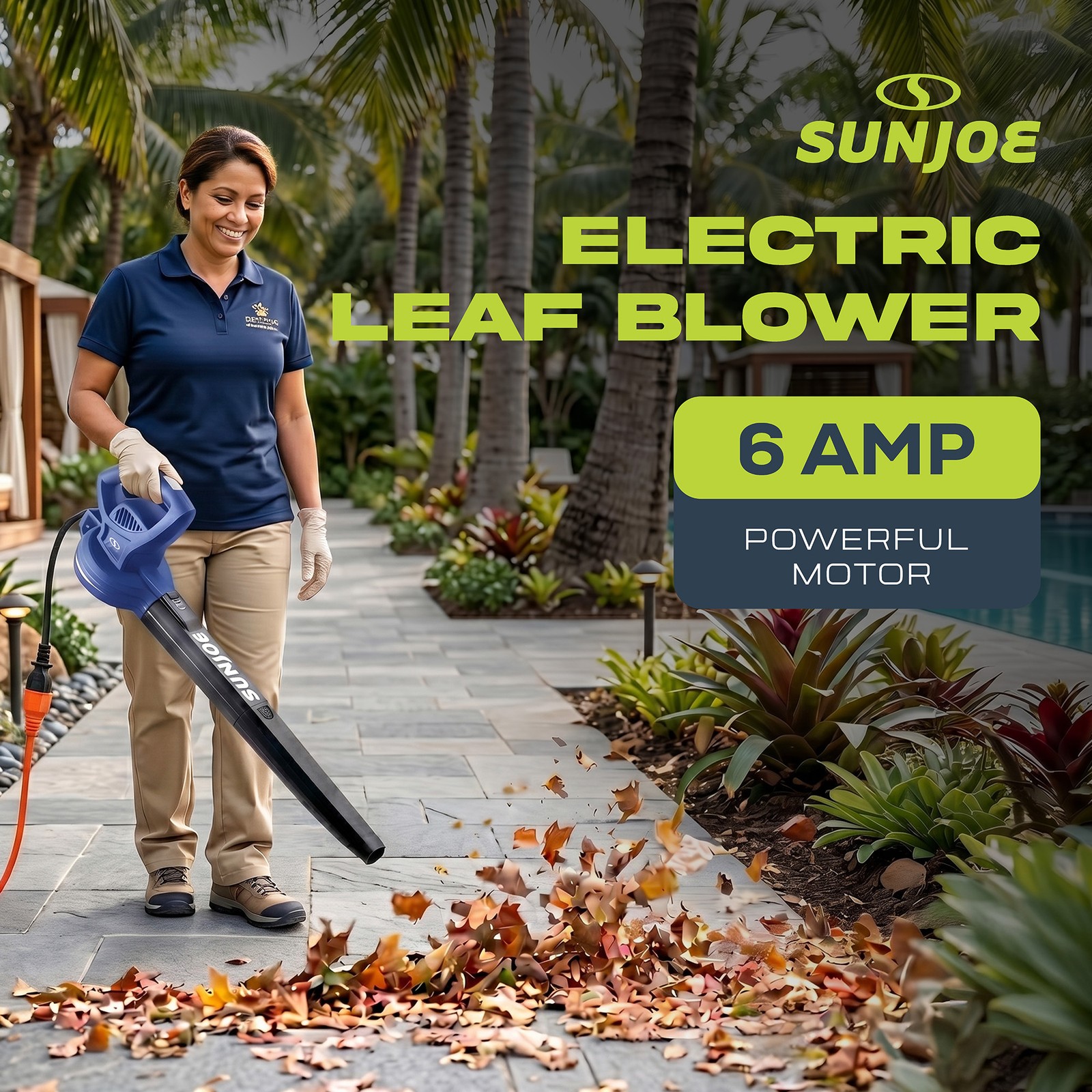 Sun Joe Electric All Purpose Leaf Blower, 6 Amp Motor, 155 MPH Air Speed, Blue