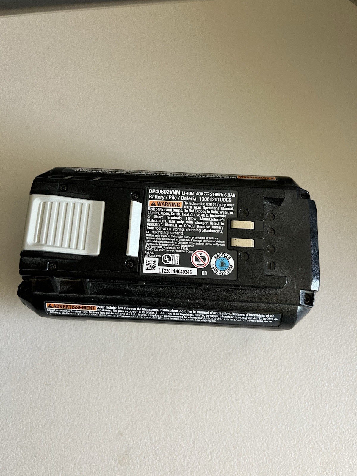 RYOBI [OP40602VNM] GENUINE 40V MAX 6AH LITHIUM-ION BATTERY PACK