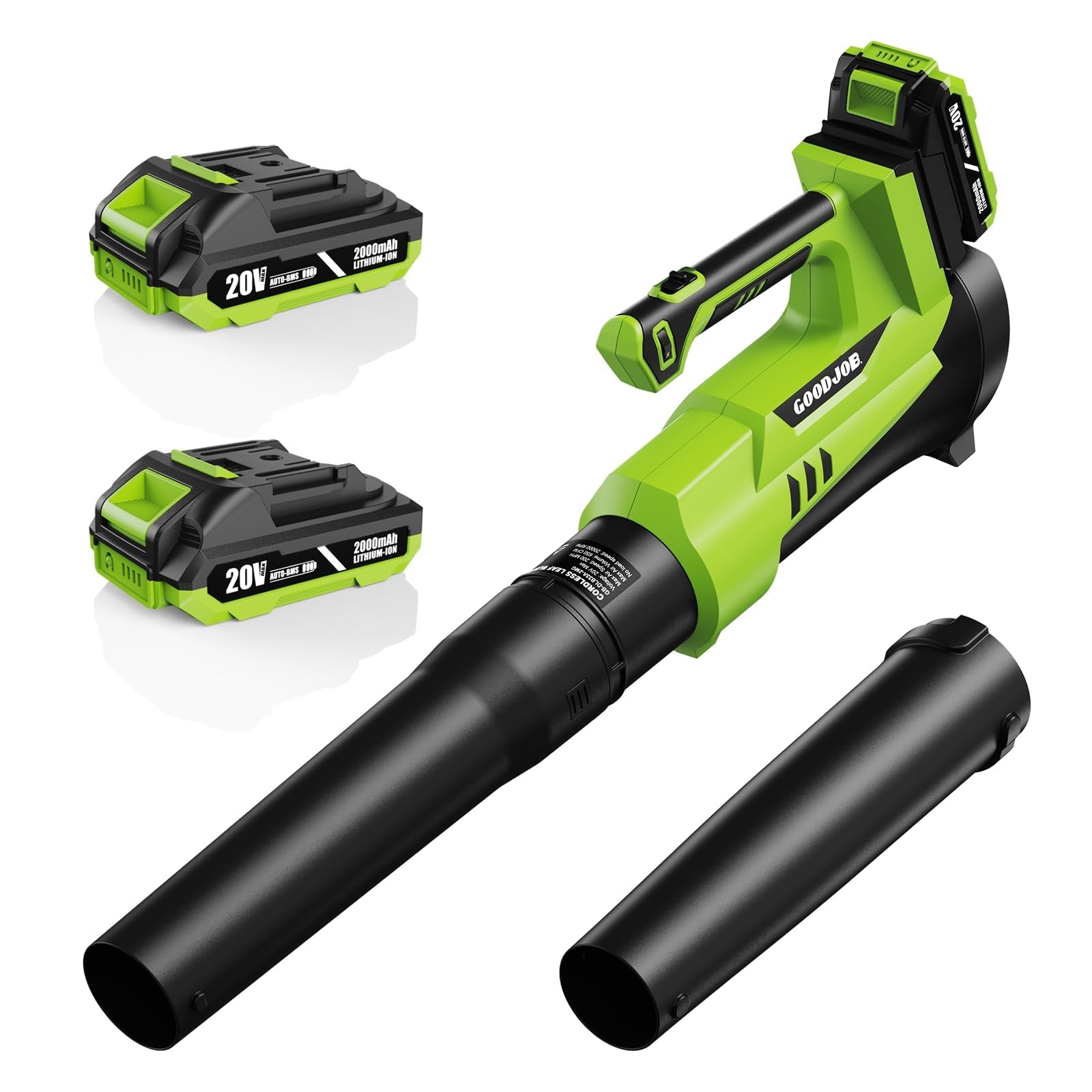 Cordless Leaf Blower 20V, 650 CFM & 200 MPH Battery Powered Blower, 6-Speed V…