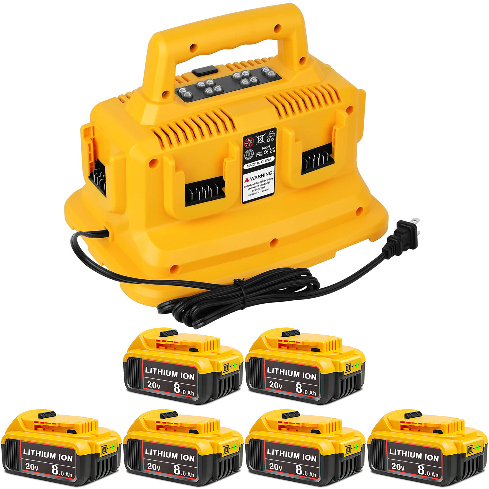 1-6 Pack For DeWalt 20V 20 Volt Max 8.0AH Li-ion Battery / Charger DCB206 DCB205