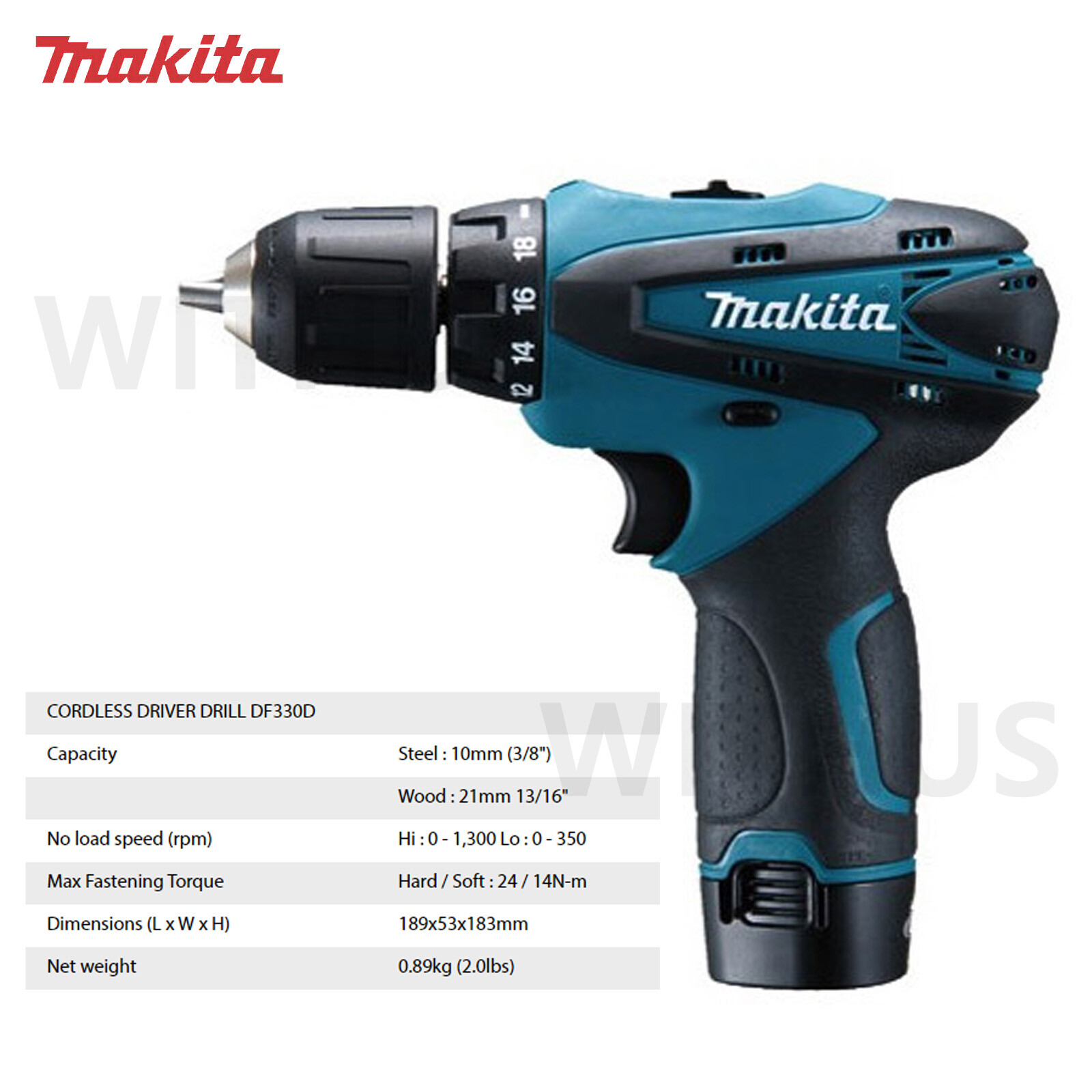 Makita LCT204 Combo Set DF330D TD090D 10.8V 2×1.3Ah Charger DC10WA Hard Case