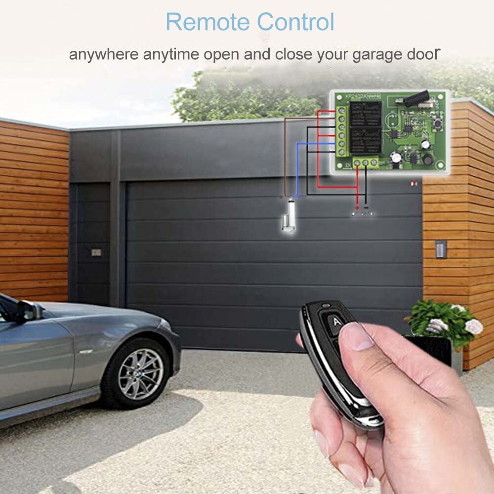 12V 24V 2CH Relay 433MHz Universal Remote Control Switch for Garage Door, Light