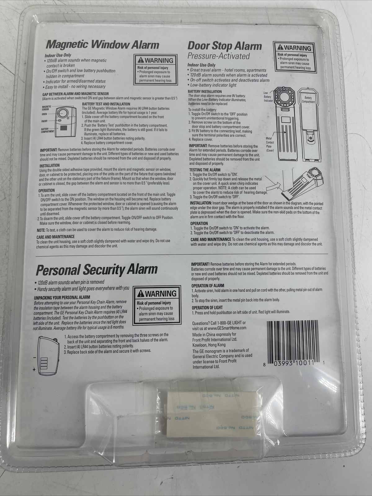GE Wireless Security Kit Dorm Room + Any room