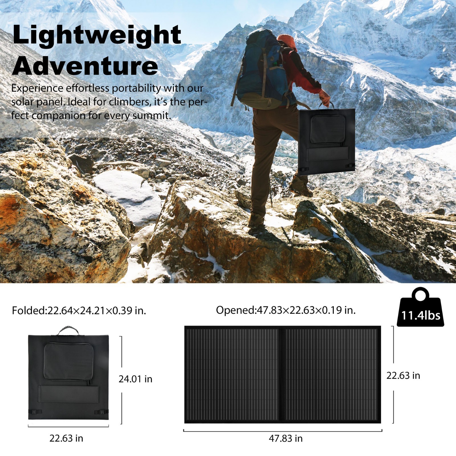 100W 12v Foldable Solar Panel Kit Monocrystalline Portable Camping RV Boat Home