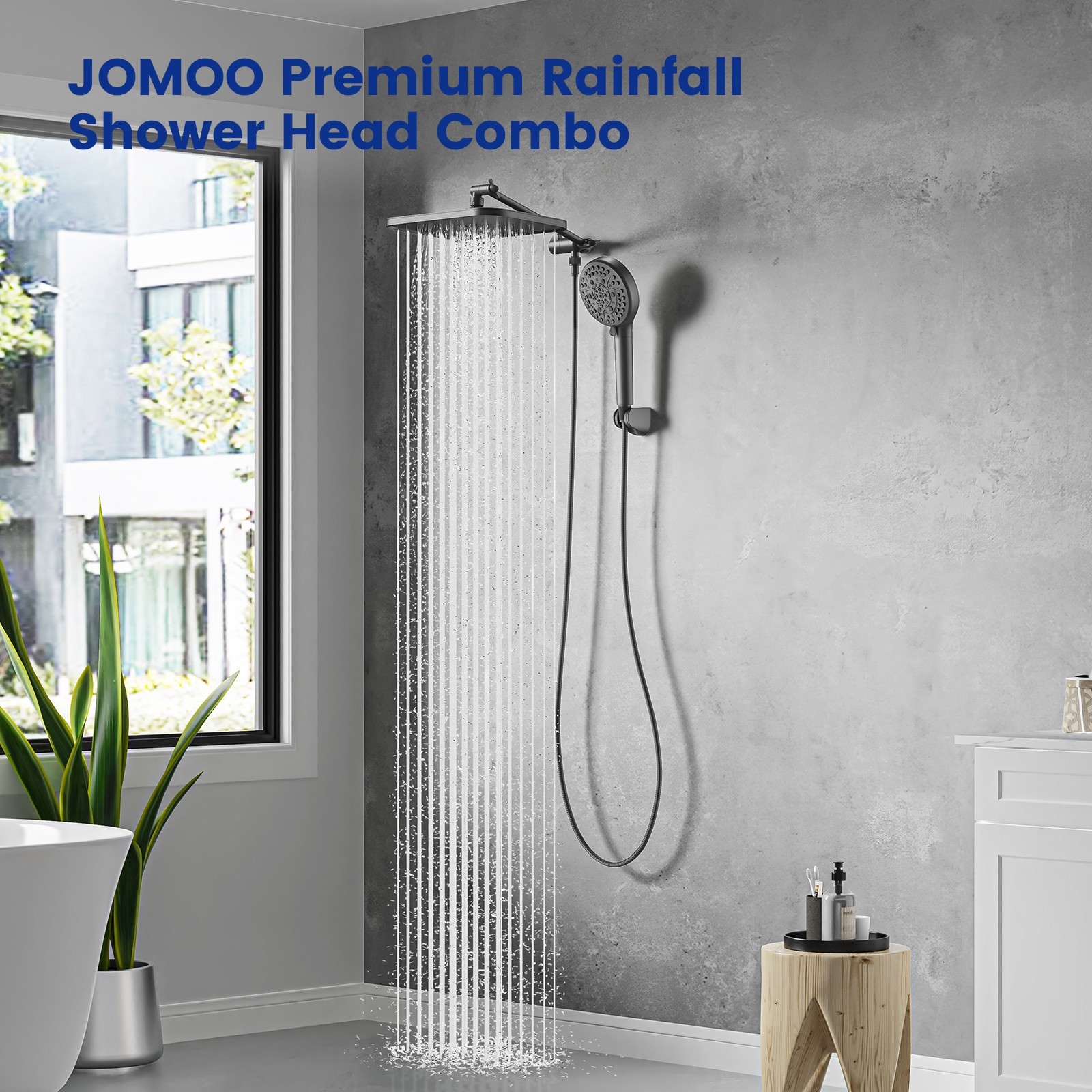 JOMOO Filtered High Pressure Shower Head Combo 10 Spray 12″ Rainfall