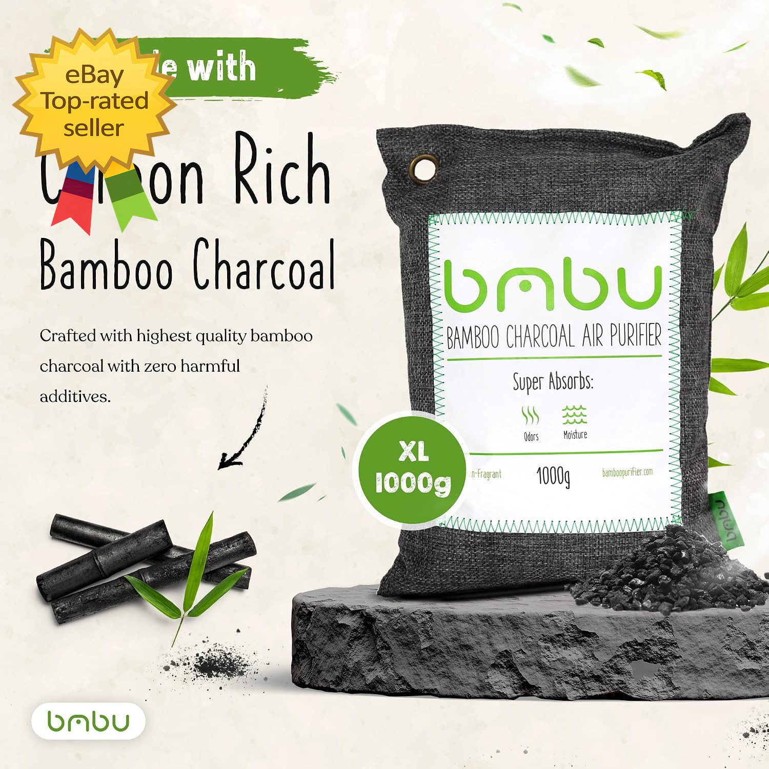 1000G Bamboo Charcoal Air Purifier Bag Odor Remover Moisture Car RV Closet