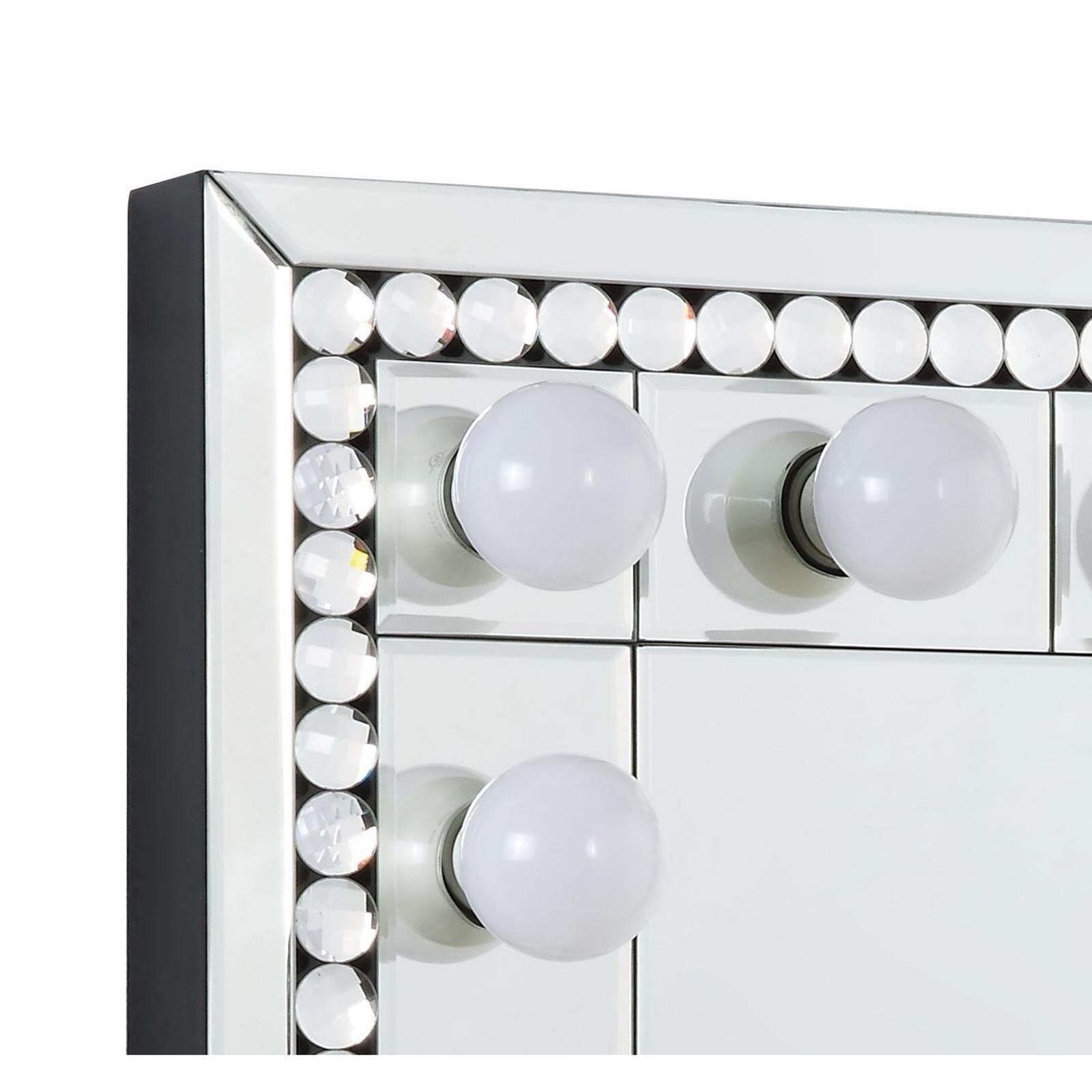 Mirrored Wall Decor Glam Faux Diamond Inlay Home Mirror for Bedroom Bathroom