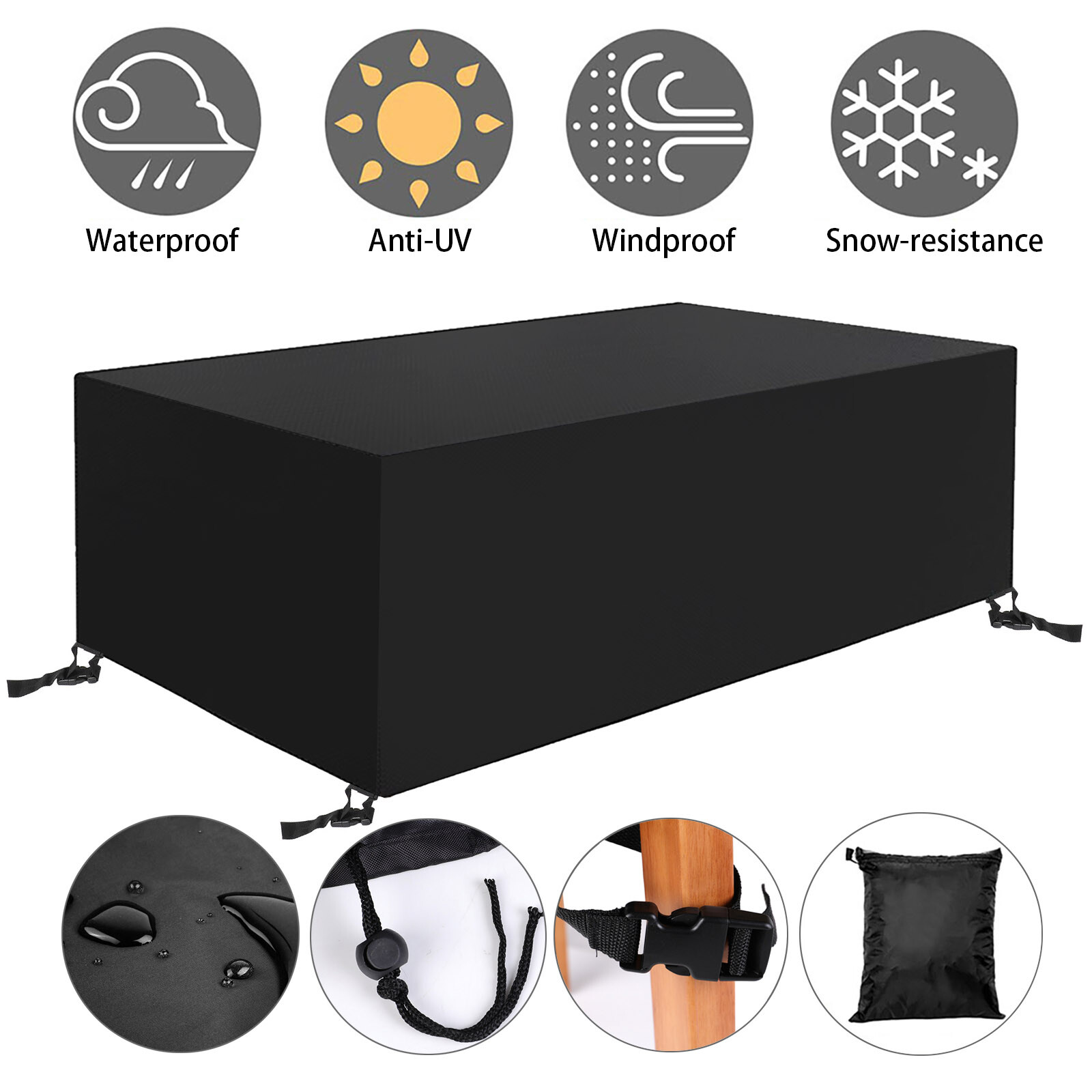 Upgrade Waterproof Garden Patio Furniture Cover Rectangular Table Dust Protector
