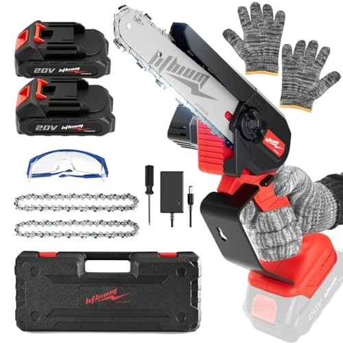 Mini Chainsaw Cordless 6 Inch Portable Electric Chain Saw 2 Battery Wood Tool