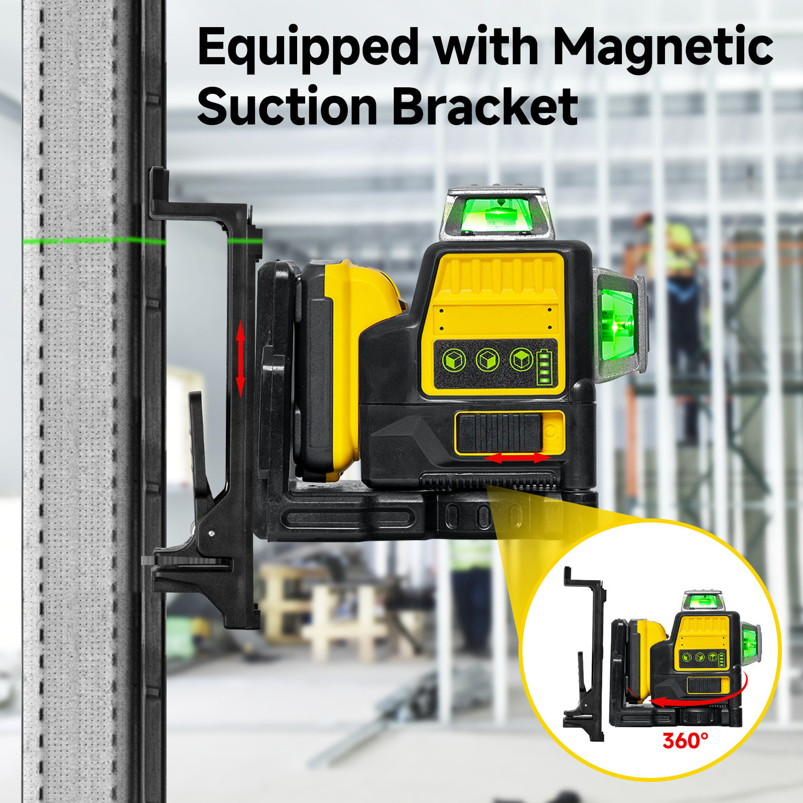 12V Green Line 3 x 360 Laser Level Laser + battery + charger