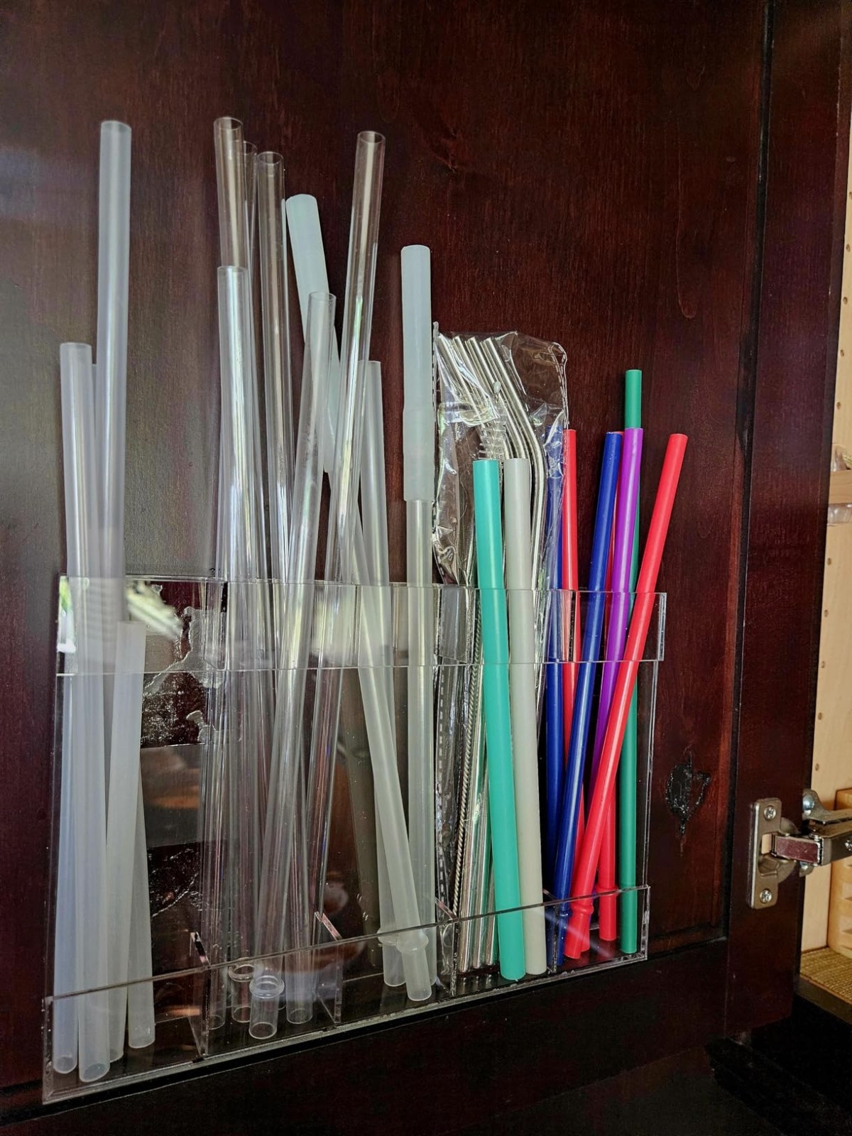 9.8in Acrylic Straw Organizer Cabinet Door Mounted Storage Transparent NEW