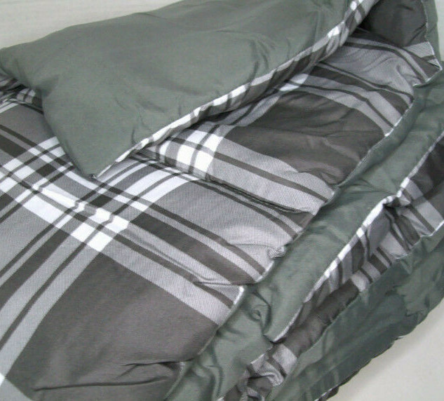 Martha Stewart Gray Plaid Reversible Down Alternative King Comforter New