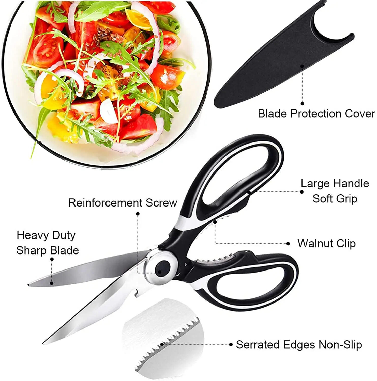 Stainless Steel Kitchen Shears Heavy Duty Scissors for Meat Fish Chicken Bones