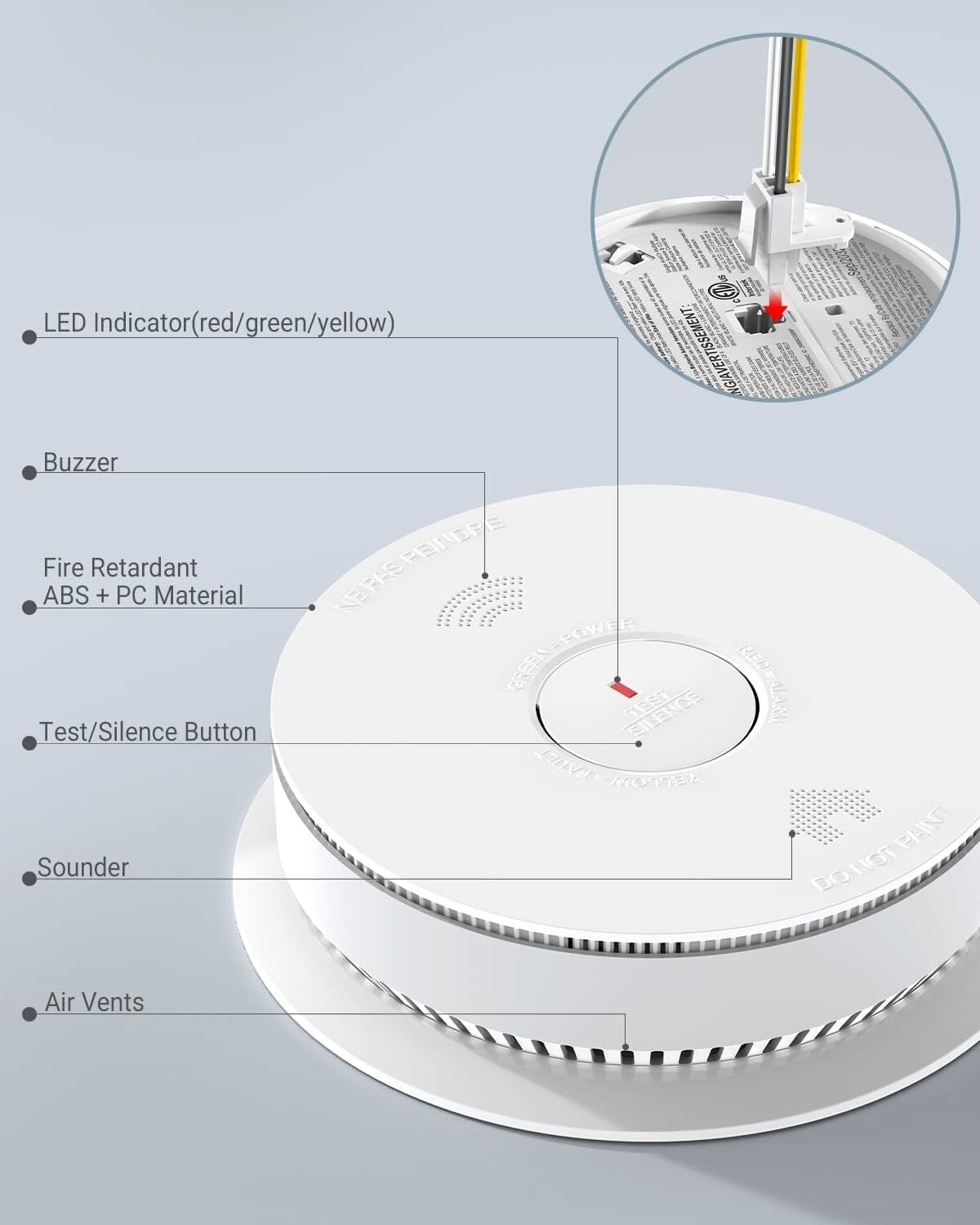 SITERWELL Hardwired 2 in 1 Smoke Carbon Monoxide Detector with Batteries Back Up