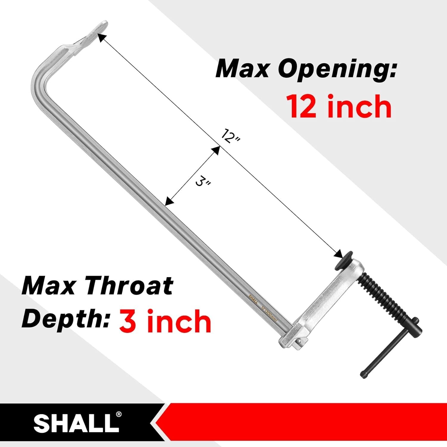 SHALL 4-Pack Bar Clamps Set, 12-Inch Light-duty Drop Forged Steel Bar Clamps