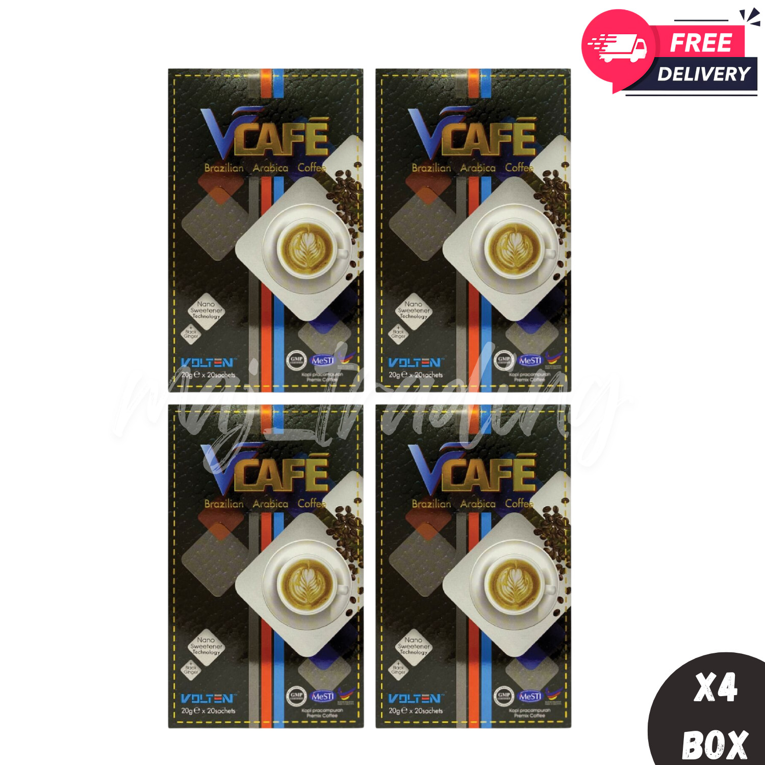 4 Box Brazilian Arabica Coffee Black Ginger Extract VOLTEN VCAFE Free Shipping