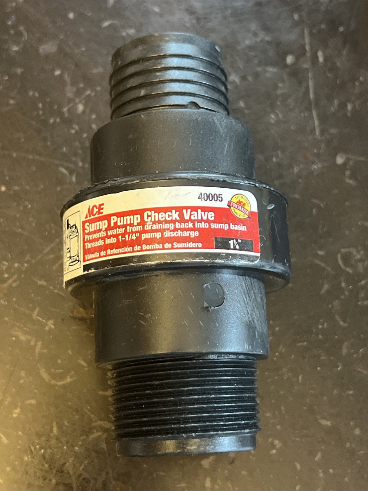 Ace 1-1/4 in. Dia. ABS Plastic Sump Pump Check Valve MFG 40005