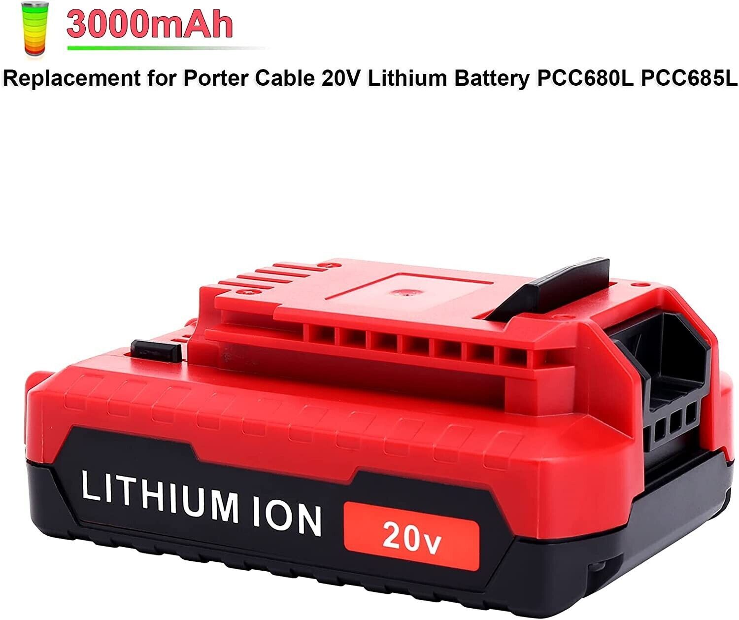 2PCS 8.0Ah For Porter Cable Battery 20V MAX Lithium Ion PCC680L PCC685L /Charger