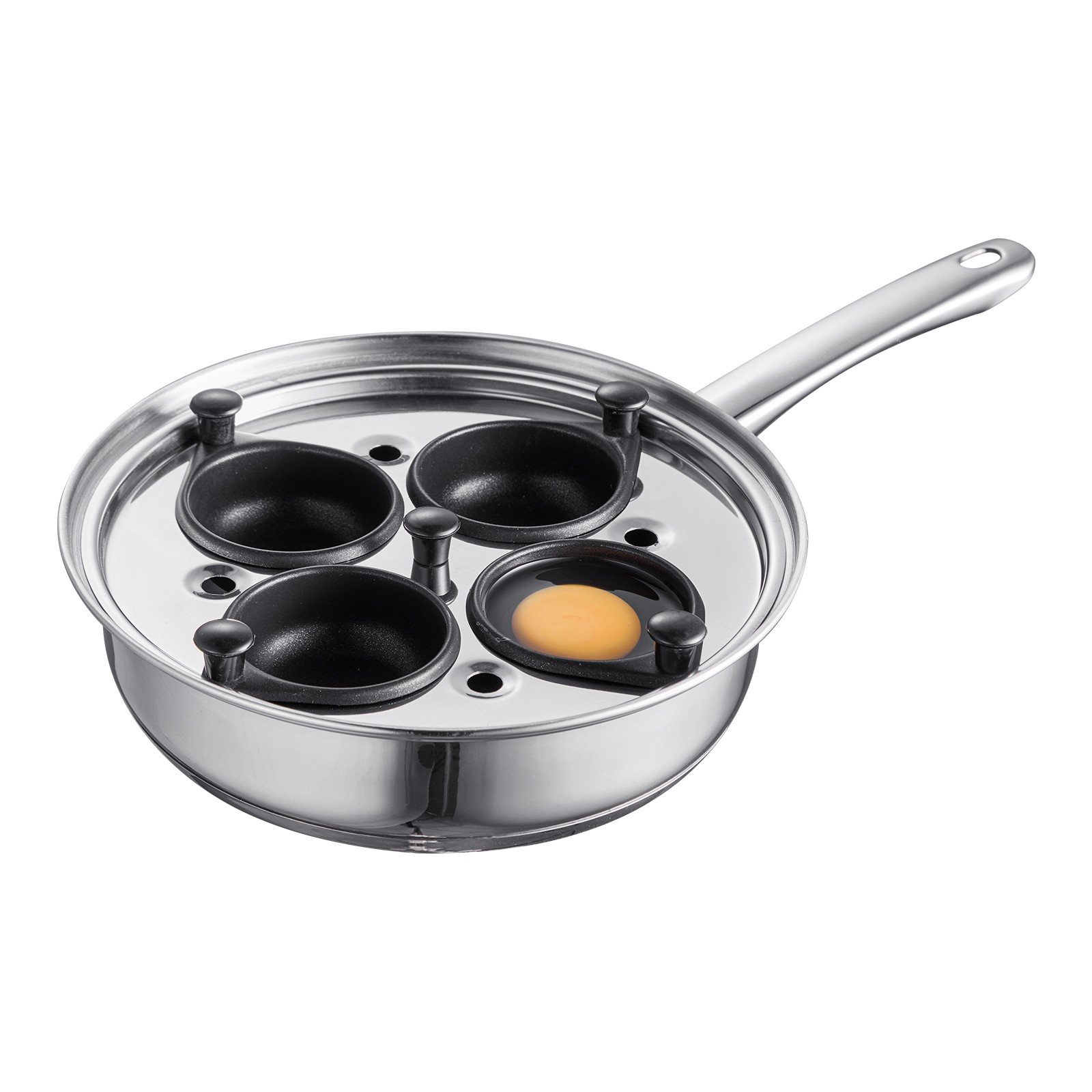 Uimoso 4-Cup Stainless Steel Egg Poacher Pan with Glass Lid Nonstick Egg Cups