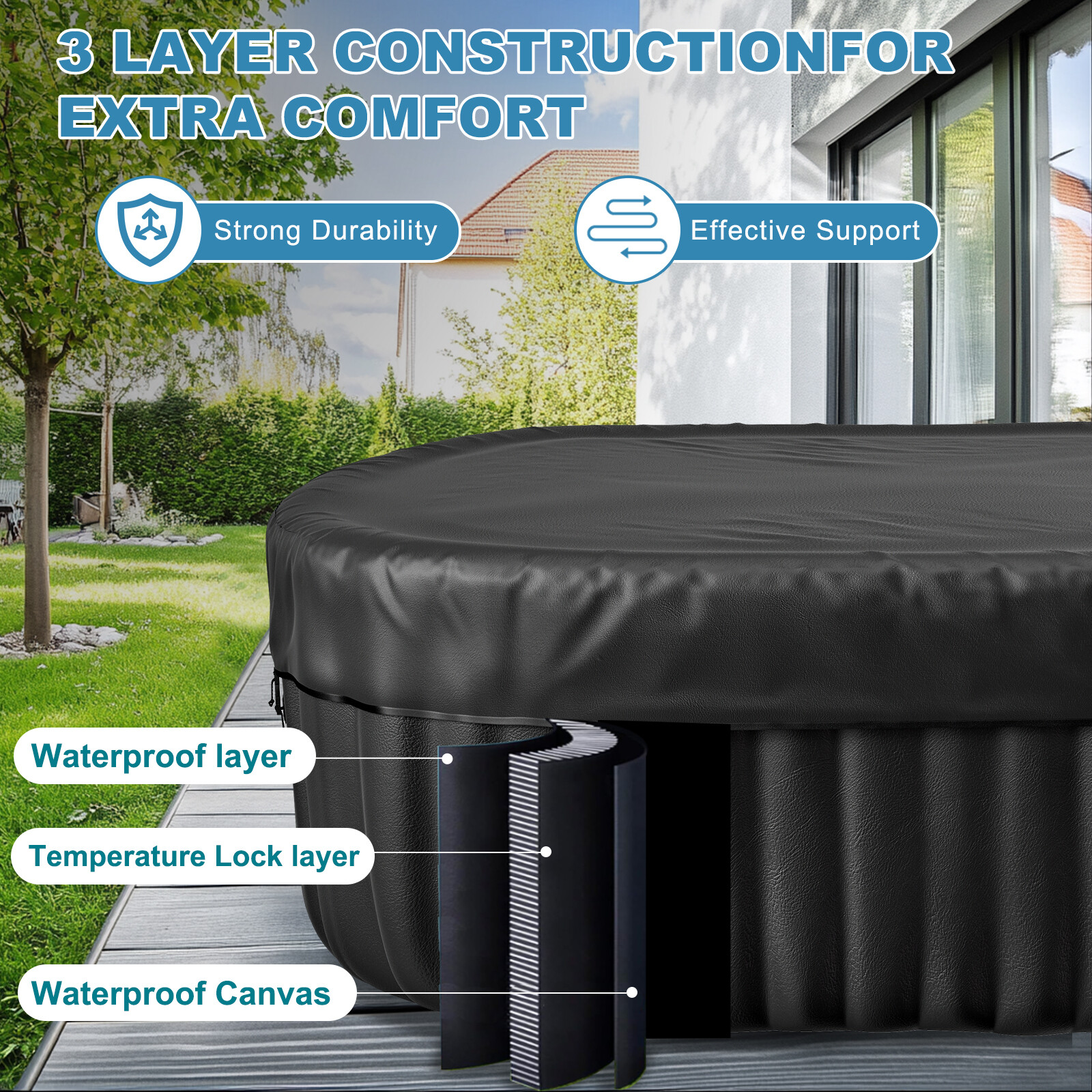 Docred 2 Person Portable Inflatable Hot Tub Spa w 100 Air Jet for Patio Backyard