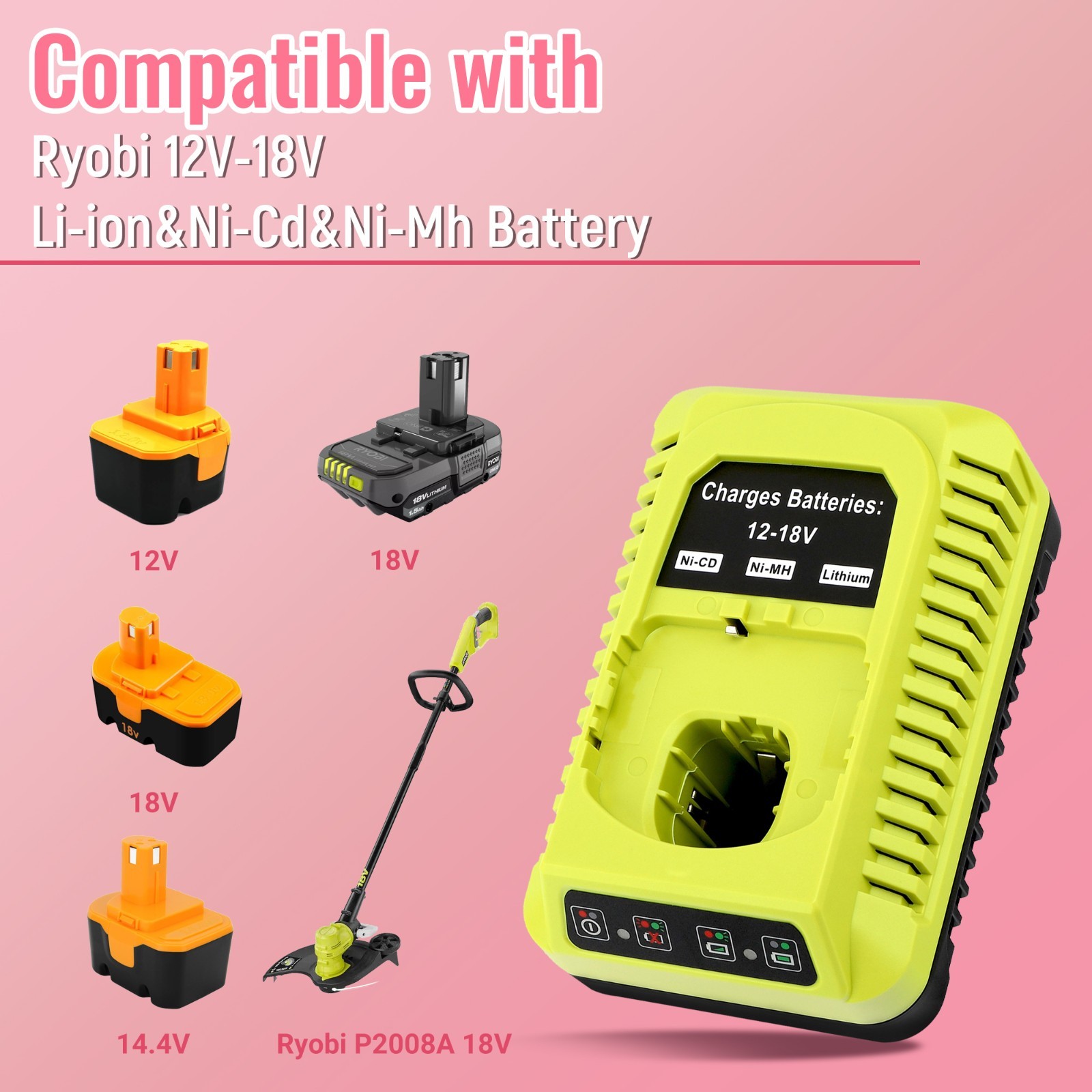 P117 Charger For Ryobi 18V Lithium Battery P189 P190 P191 P192 P193 P194 P197