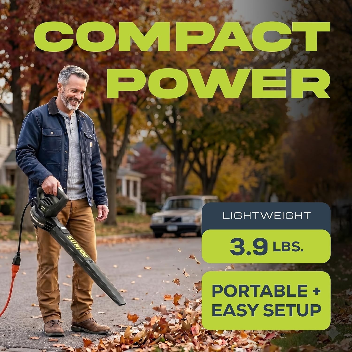 Sun Joe Corded Electric Leaf Blower Machine, 155 MPH, 260 CFM, 6-Amp Motor, Blac