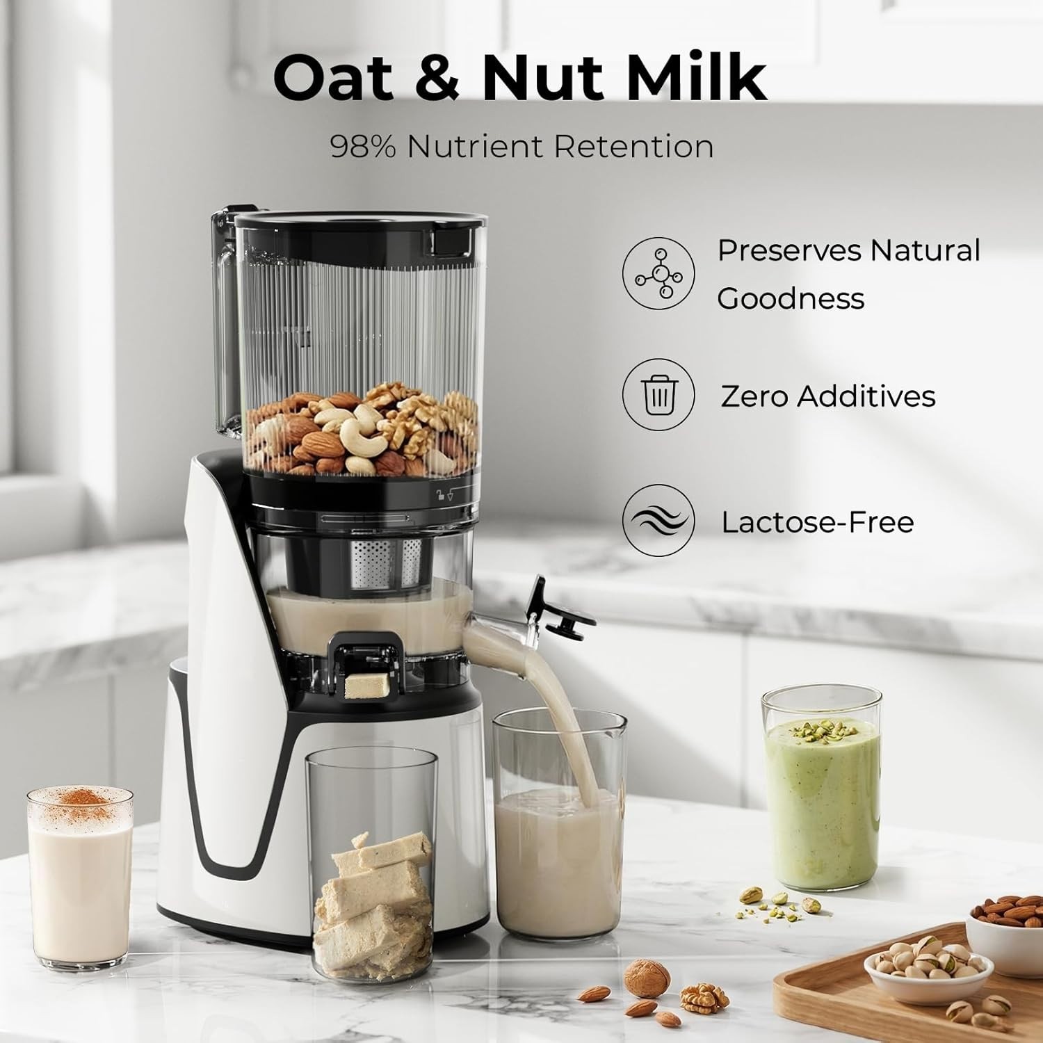 High-Performance Cold Press Juicer: 250W Motor, 100oz with Dishwasher Safe Parts