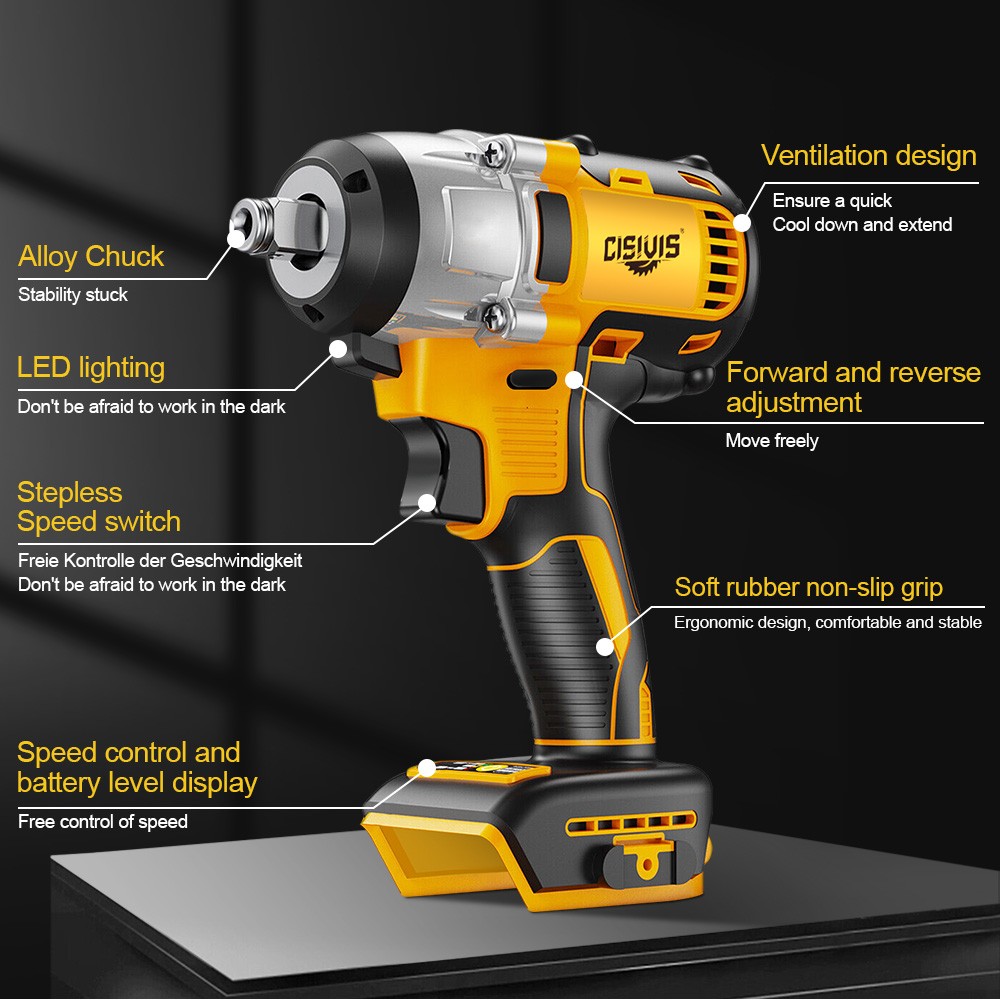 Brushless 1/2″ High-Torque Impact Wrench-Bare Tool For 20V DEWALT Battery