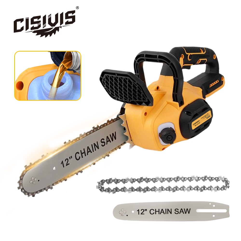 Cisivis 12-Inch Brushless Electric Chainsaw for DeWalt 20V Battery With Oiler.