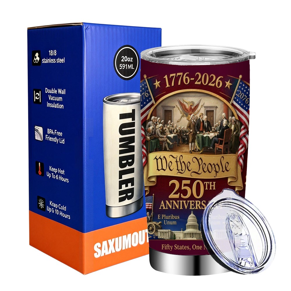 SAXUMOUT 1pc 250th Anniversary Coffee Cup 304 Stainless Steel Tumbler with Straw