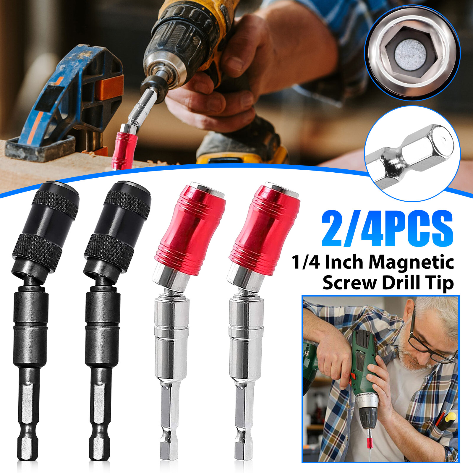 1/4″ Hex Pivoting Shank Quick Release Magnetic Screwdriver Extension Drill Bit