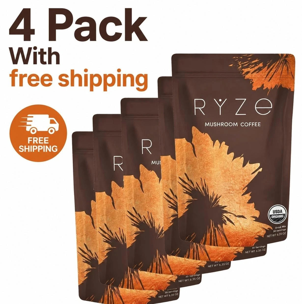 4 Pack Organic Ryzee Mushroom Coffee