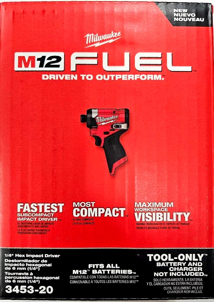 NEW IN BOX M12 Milwaukee FUEL 3453-20 1/4″ Brushless 4 Mode Battery Impact 12V