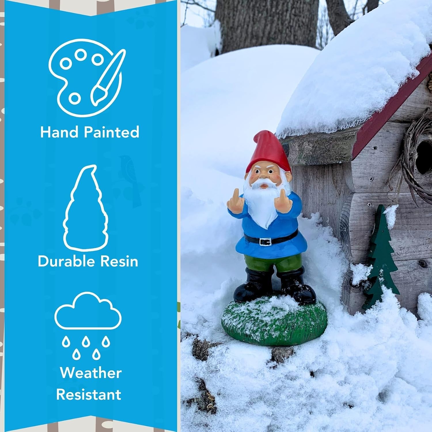 The 8.5in Naughty Gnome – Unique Middle Finger Statue for Garden