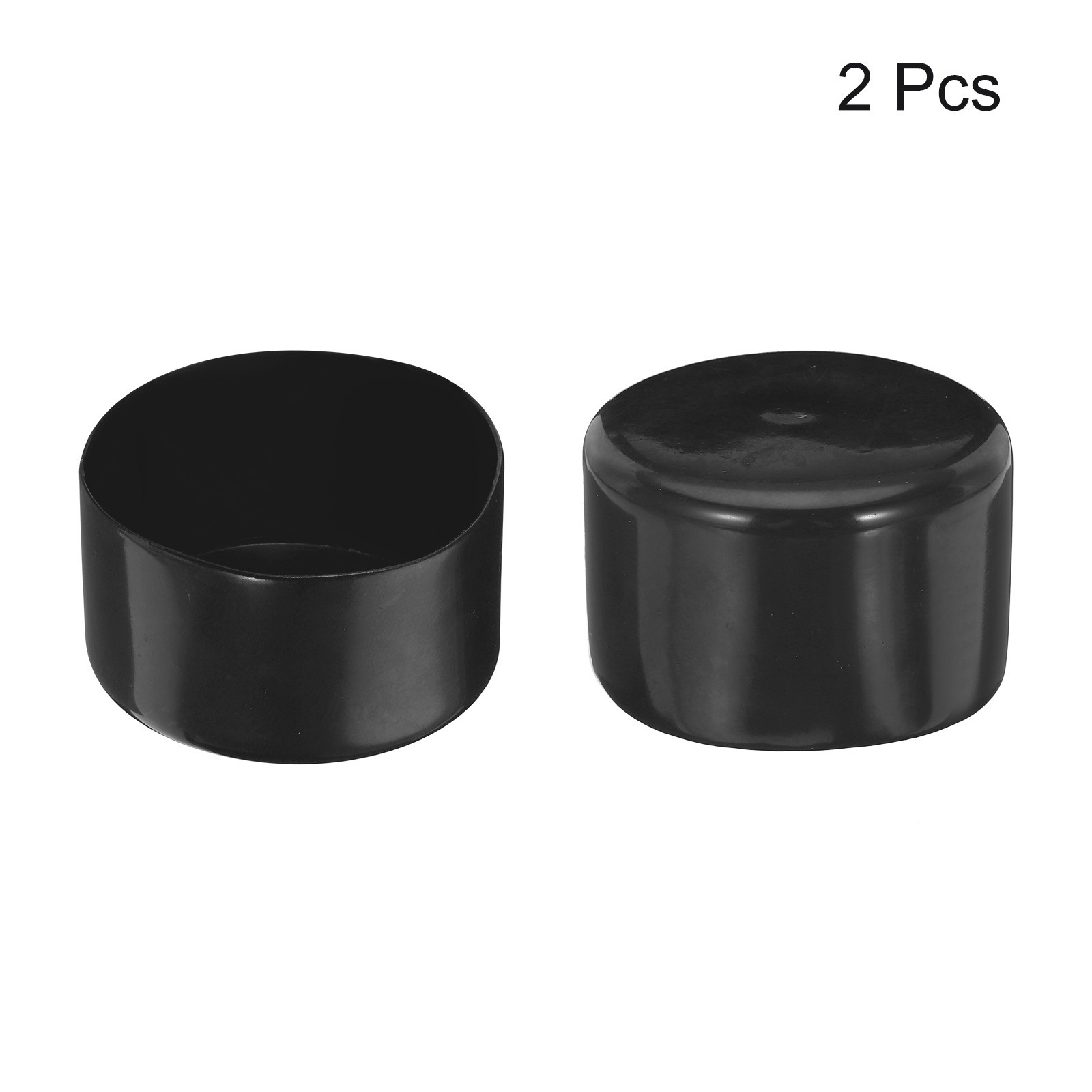 2pcs Rubber End Caps 75mm ID Vinyl Round Tube Bolt Cover Screw Protectors Black