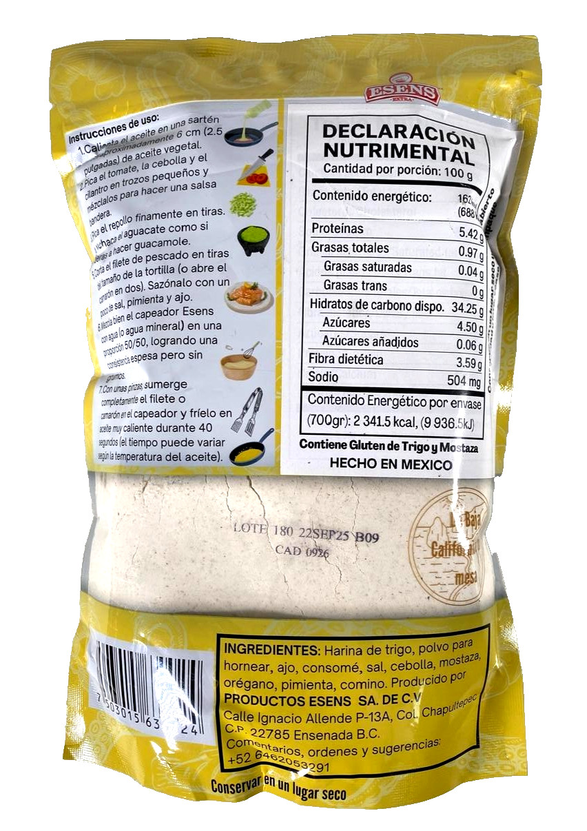 ESENS Capeador Tacos Pescado/Camaron “Baja Style Tacos” Batter Mix 700gr/1.6lbs