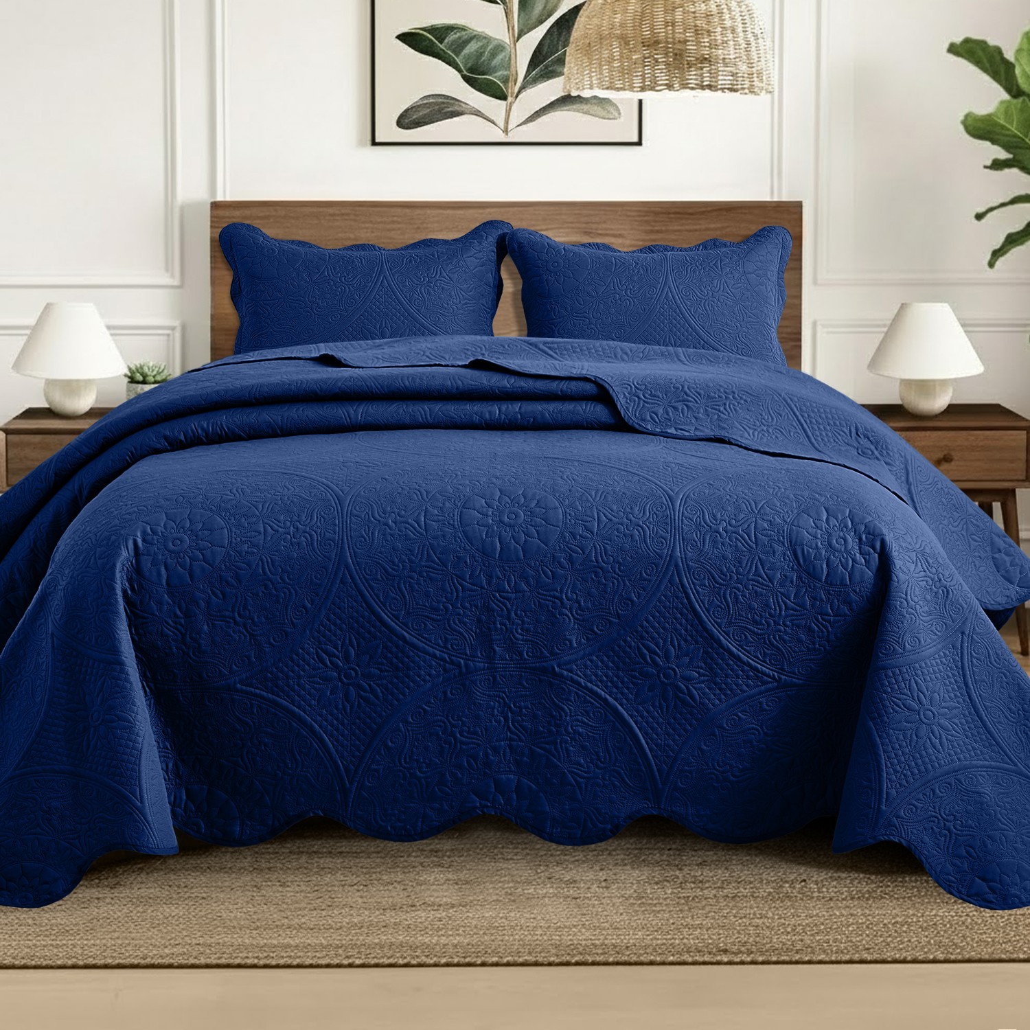 Luxury Bedspread Set 3 Piece Quilted Coverlet Bed Throw Queen King Size Bedding