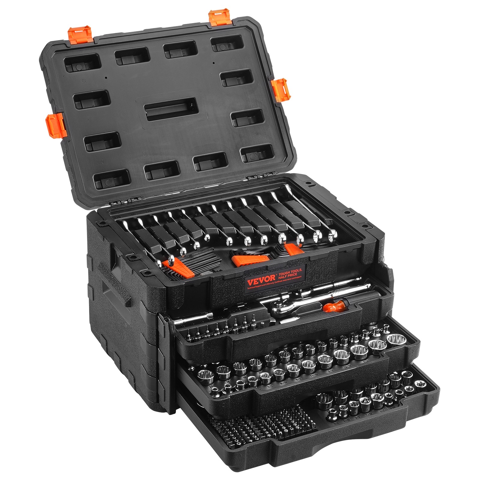 VEVOR Mechanics Tool Set and Socket Set 1/4in 3/8in 1/2 in Drive Sockets 450Pcs