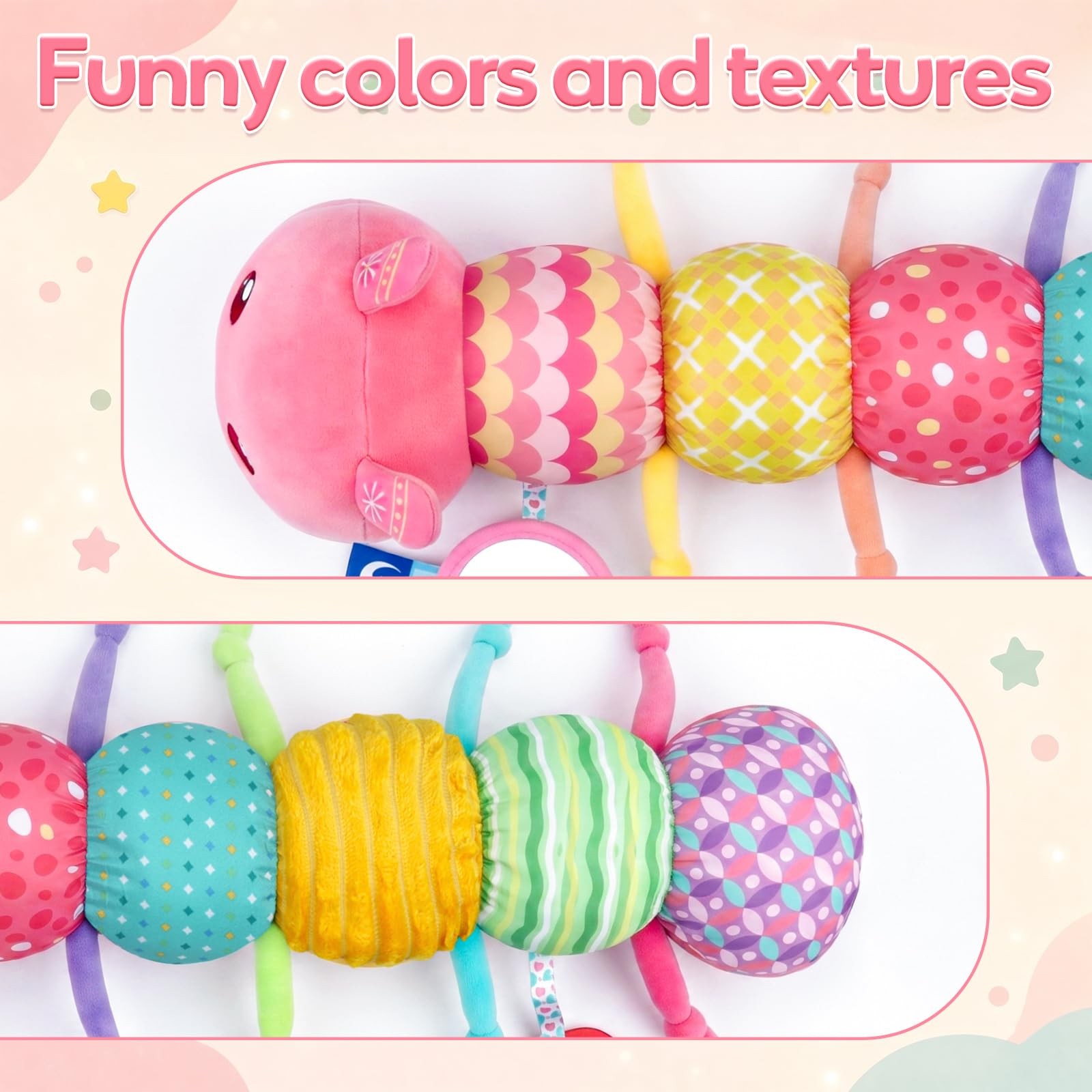 Baby Girls Toys 0-6 Month Music Animal Stuffed Caterpillar Toy for Infant 0-3 3-