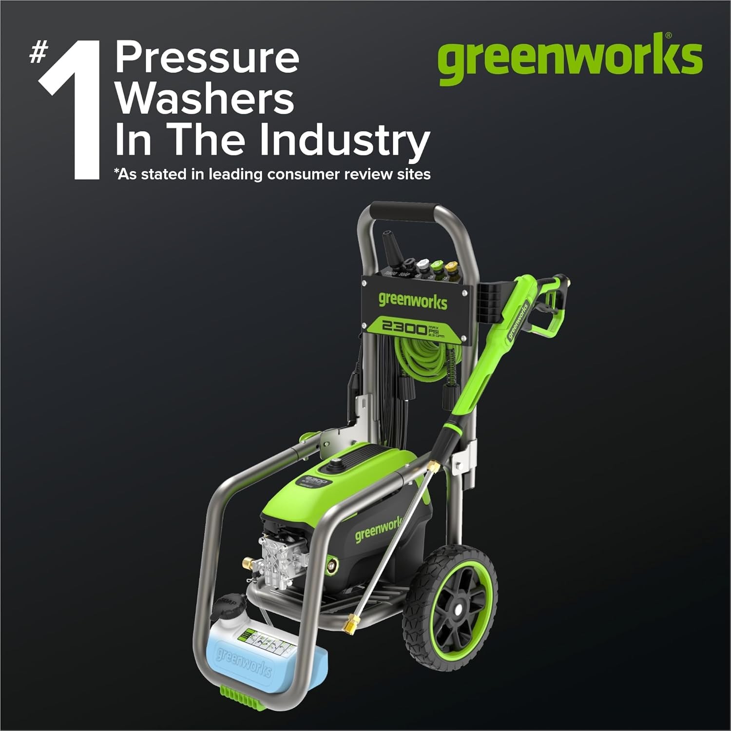 Greenworks 2300 PSI Electric Pressure Washer(Gen2) 35Ft Cord 25Ft Hose 5 Nozzles