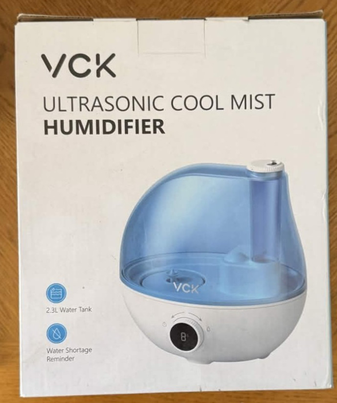 VCK 2.3L Ultrasonic Cool Mist Humidifier, Quiet, 24hrs, 3 Mist Levels, “NEW”