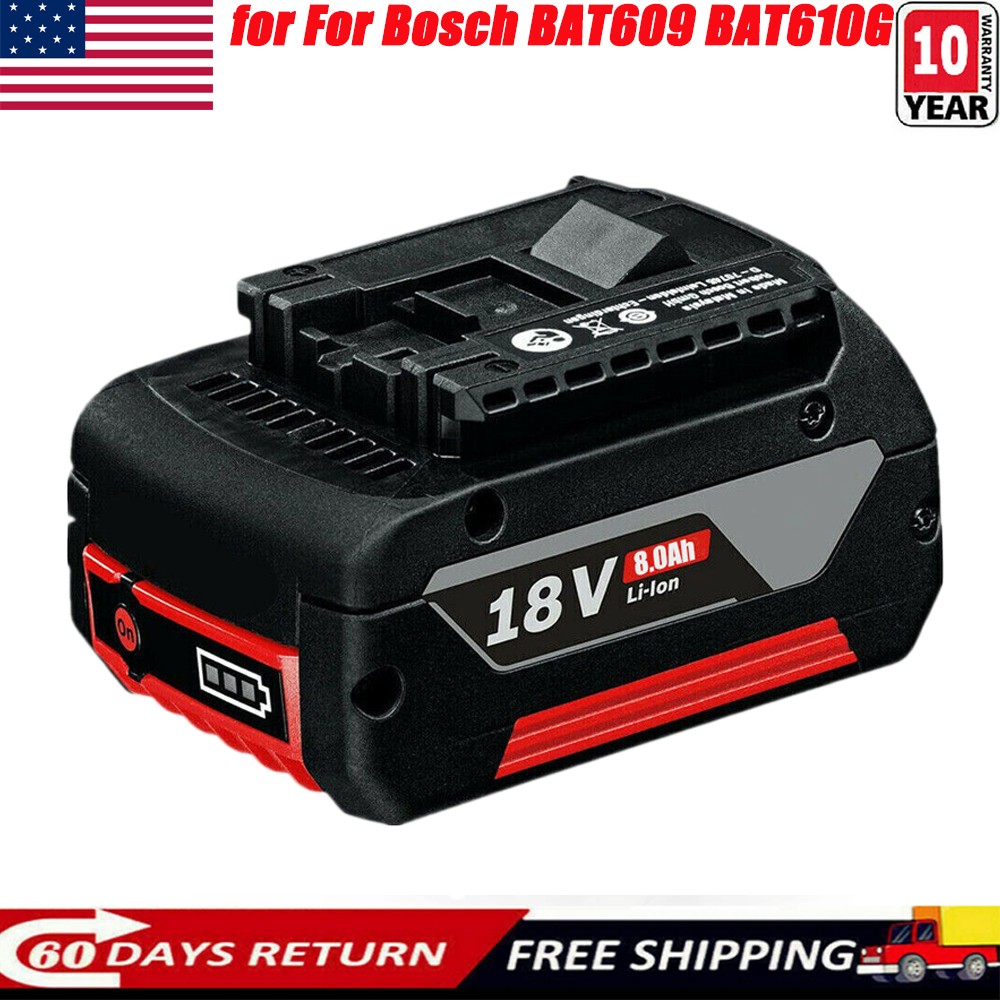 2x 8.0Ah 18V Battery BAT609 Li-ion Battery Drill Fit BAT610 Power Tool for Bosch