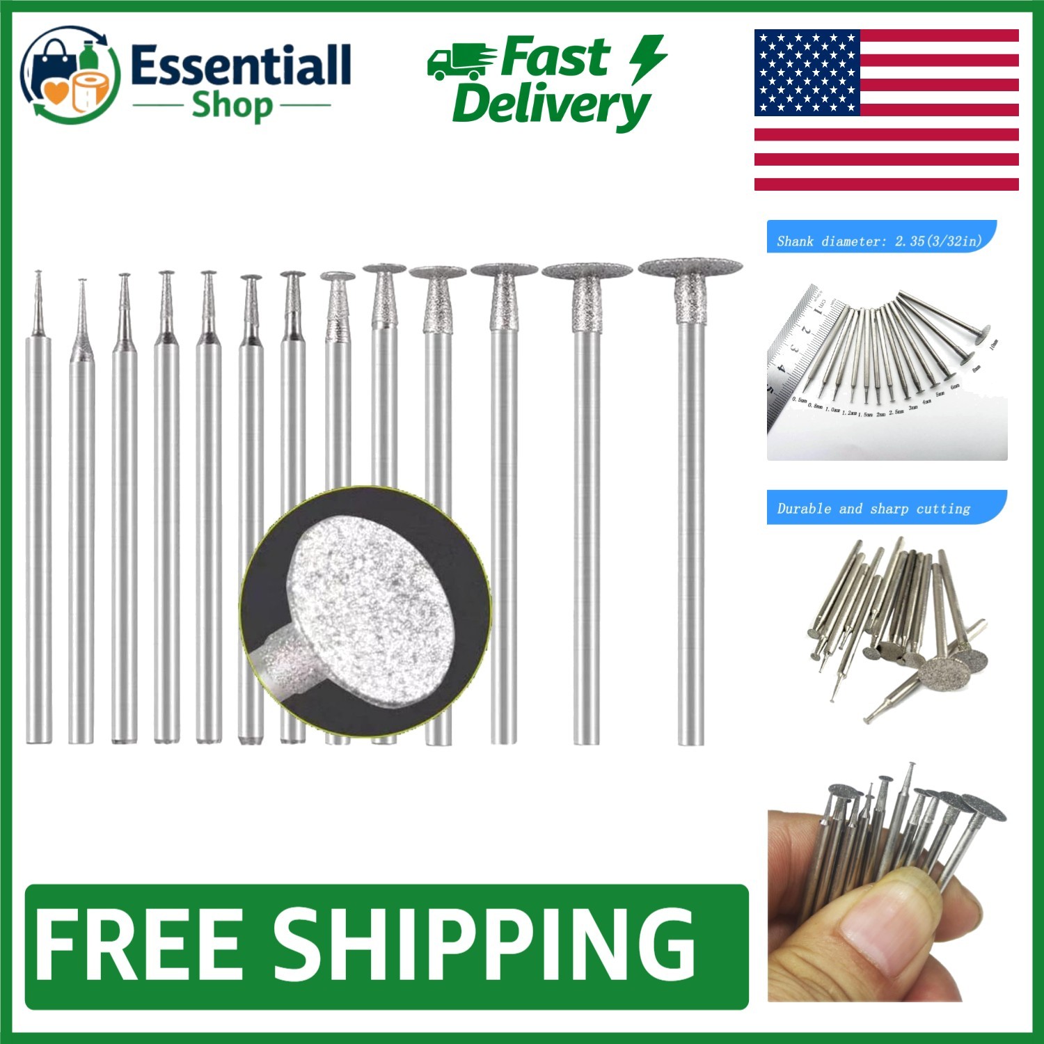 Versatile 13-Pc Diamond T Shape Burrs – Perfect for Stone, Glass & Metal Crafts