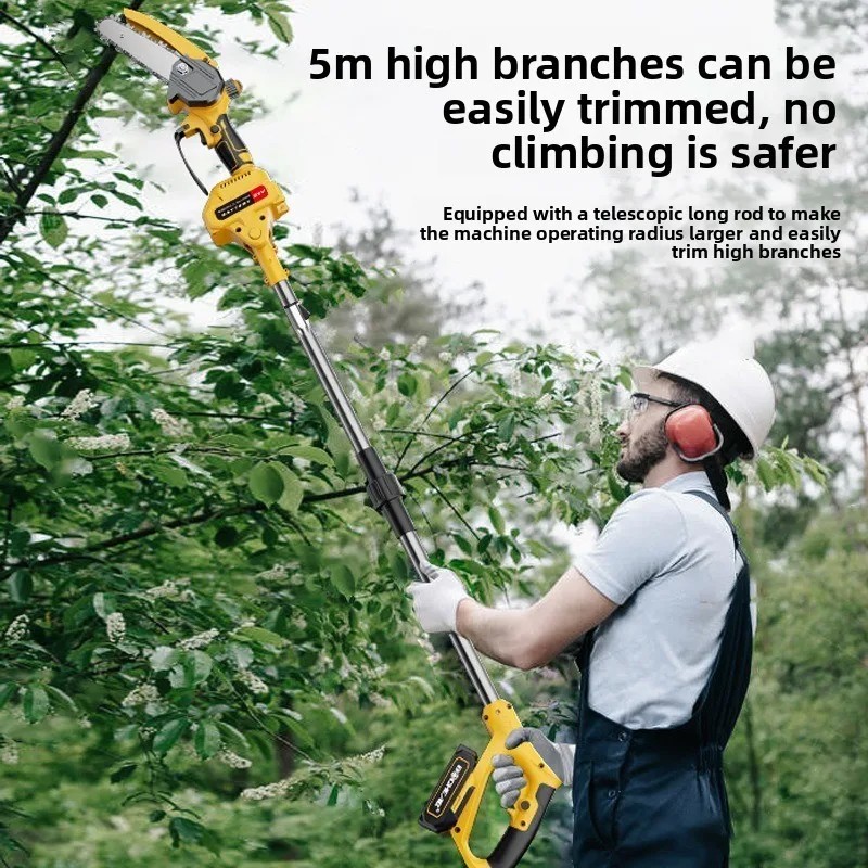 Cordless Pole Saw, Brushless Mini Chainsaw with Pole With 2 Pack 21V Batteries
