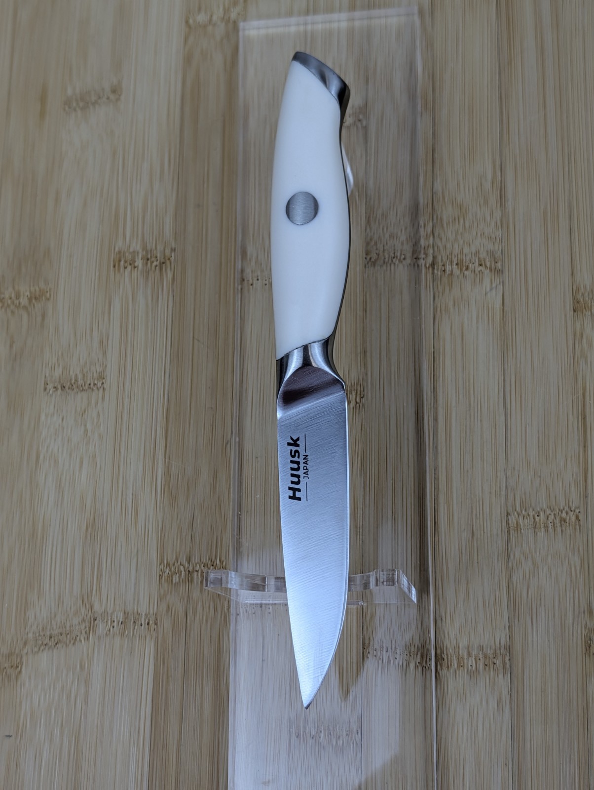 HUUSK Japan 3.5-in PARING Knife w/ HIGH-CARBON Steel Blade w/ WHITE Handle, NEW