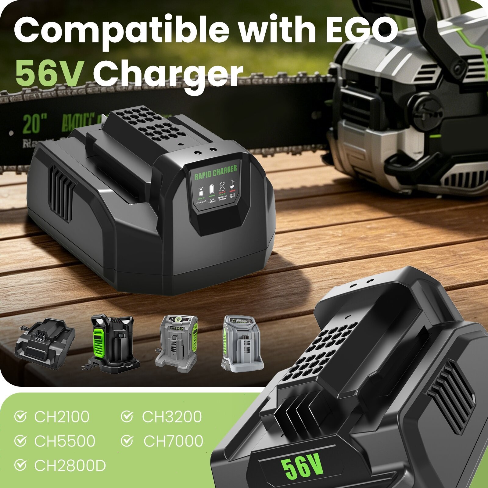 12.0Ah For EGO 56V Lithium Ion Battery / Charger CH2100 BA5600T BA2800T BA1400T