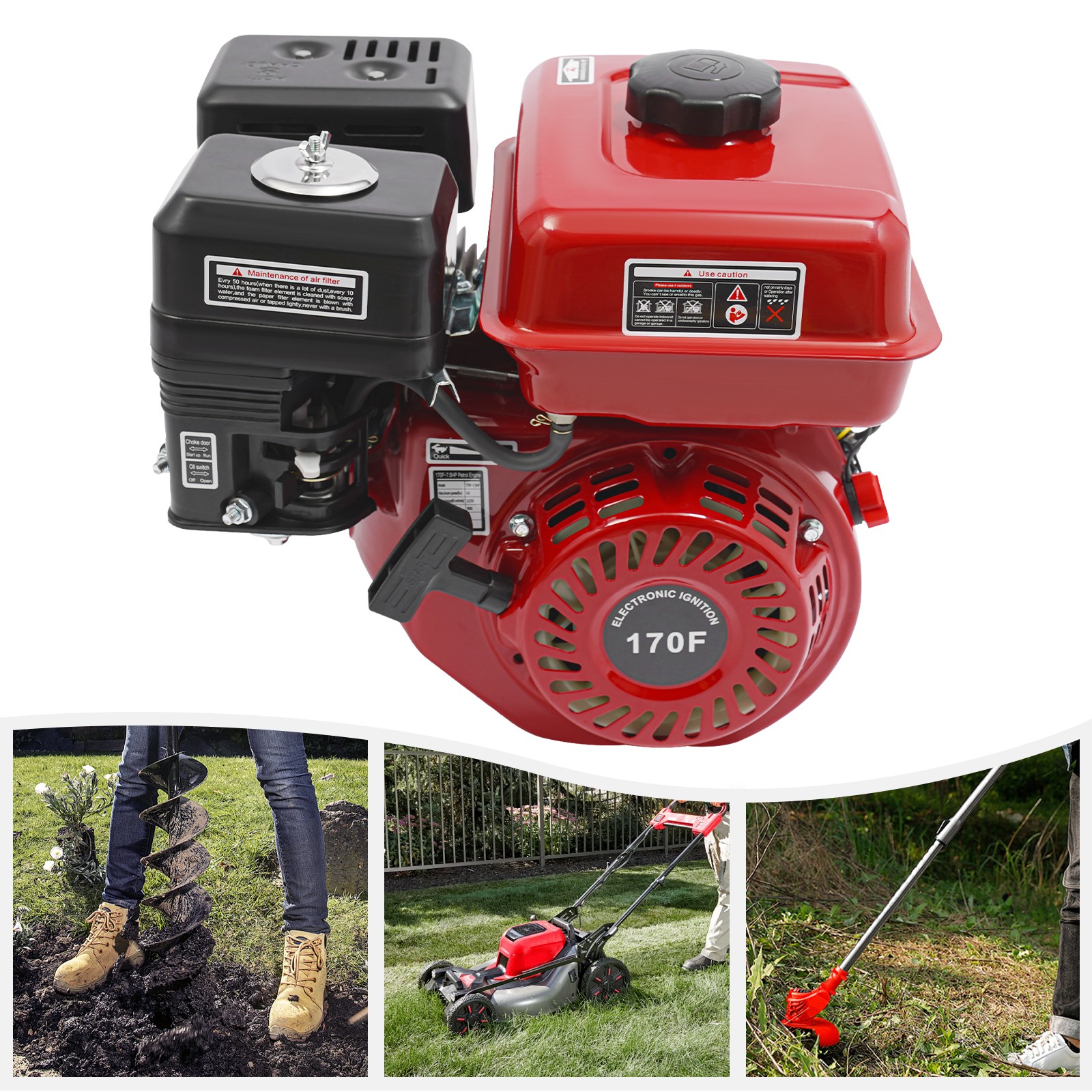 4-Stroke 7.5HP Gasoline Engine Pull Start Gasoline Engine Single Cylinder Engine